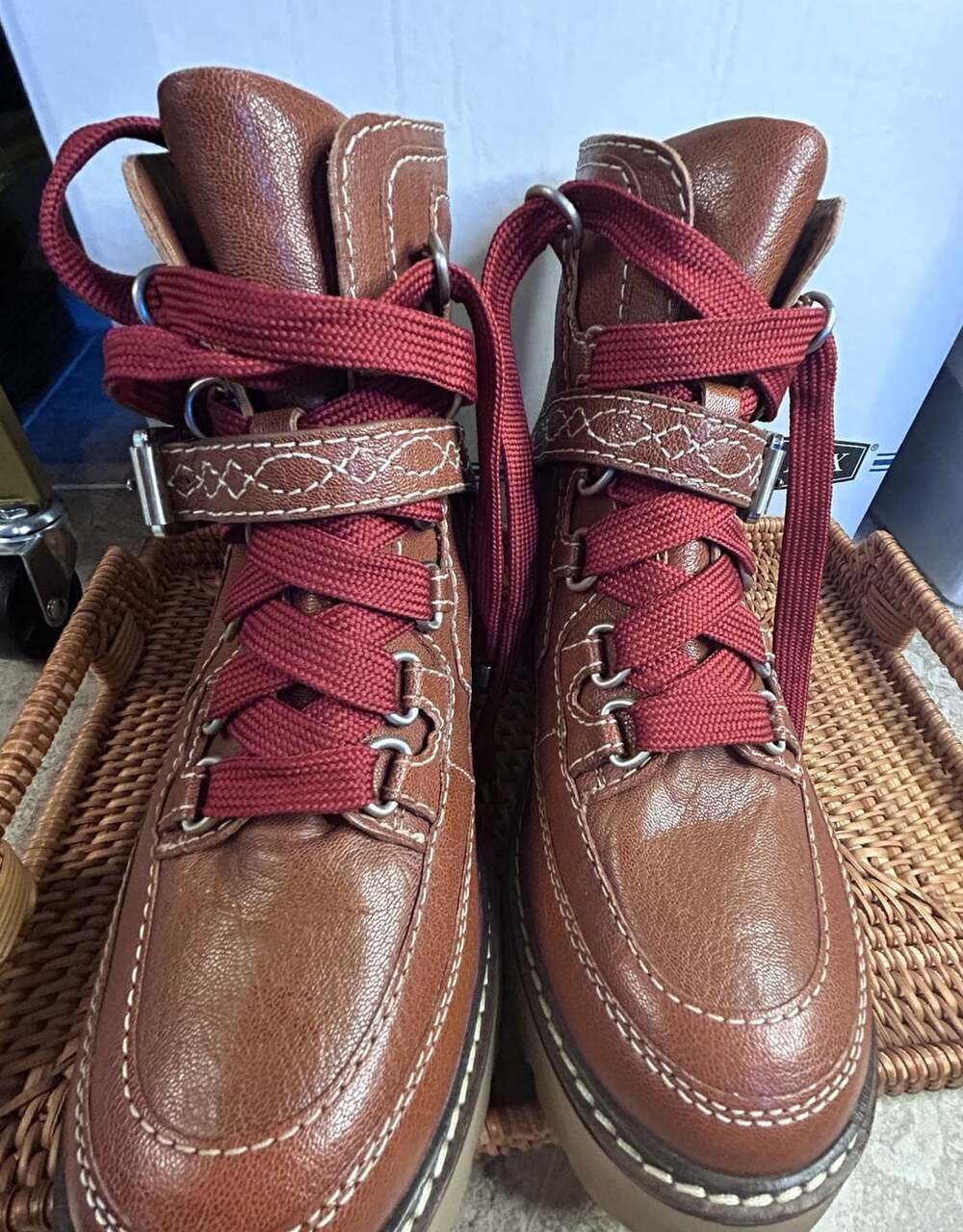Free People Jasper Hiker Ankle Boots Size 8.5 Brown Leather